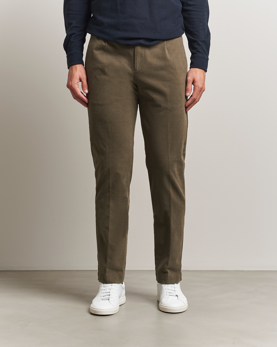 Herren | Hosen | Massimo Alba | Ionio Pleated Moleskine Trousers Military