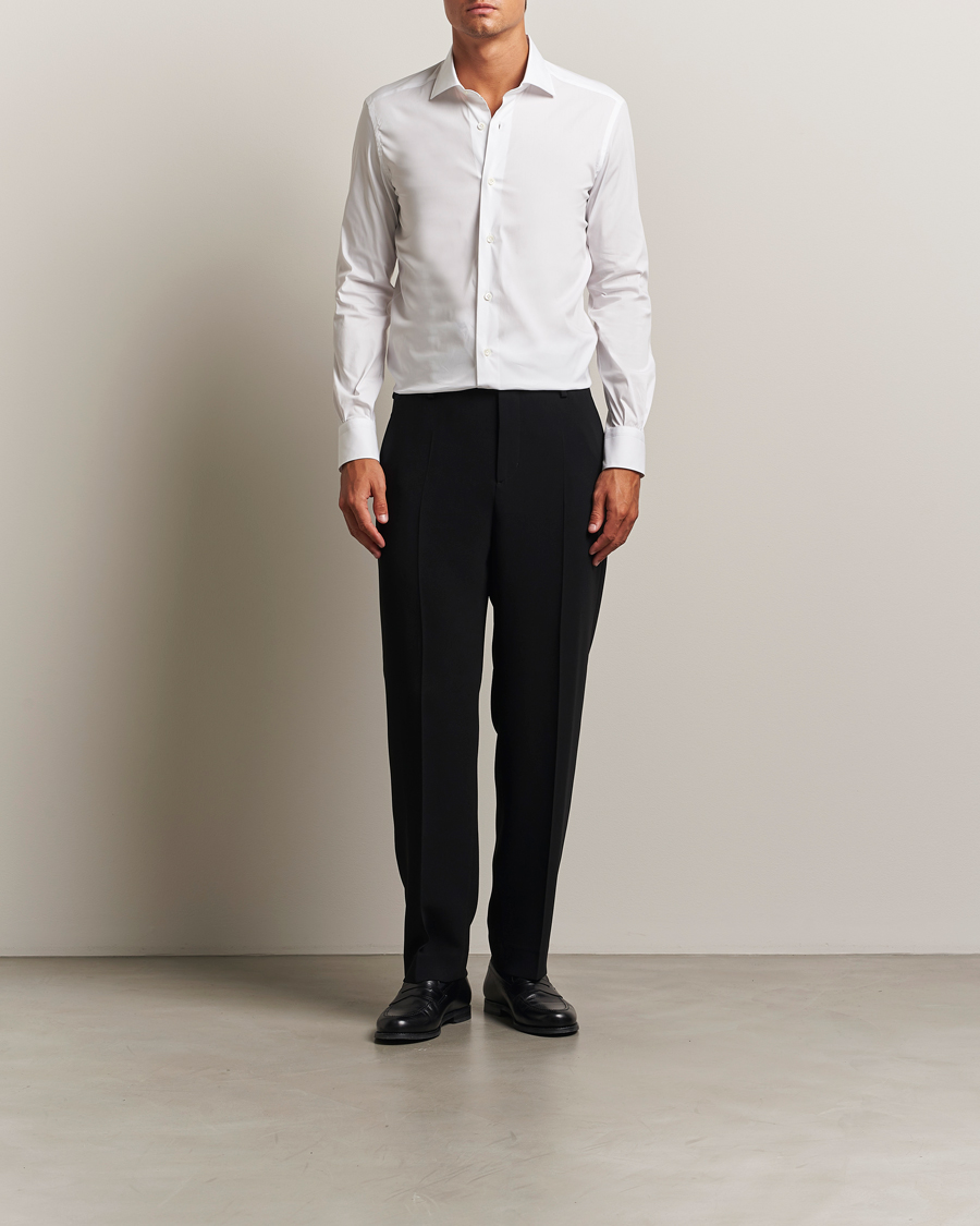 Herren | Hemden | Mazzarelli | Soft Cotton/Stretch Cut Away Shirt White