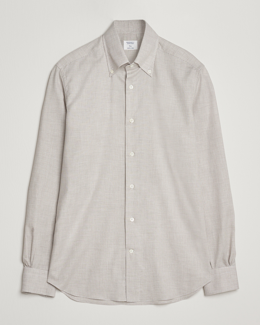 Herren | Hemden | Mazzarelli | Soft Flannel Button Down Shirt Beige