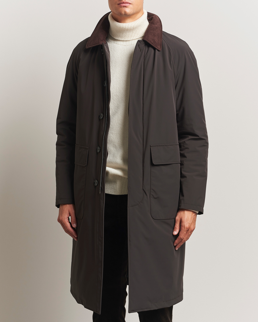 Herren | Jacken | Oscar Jacobson | Padded Raglan Nylon Coat Brown