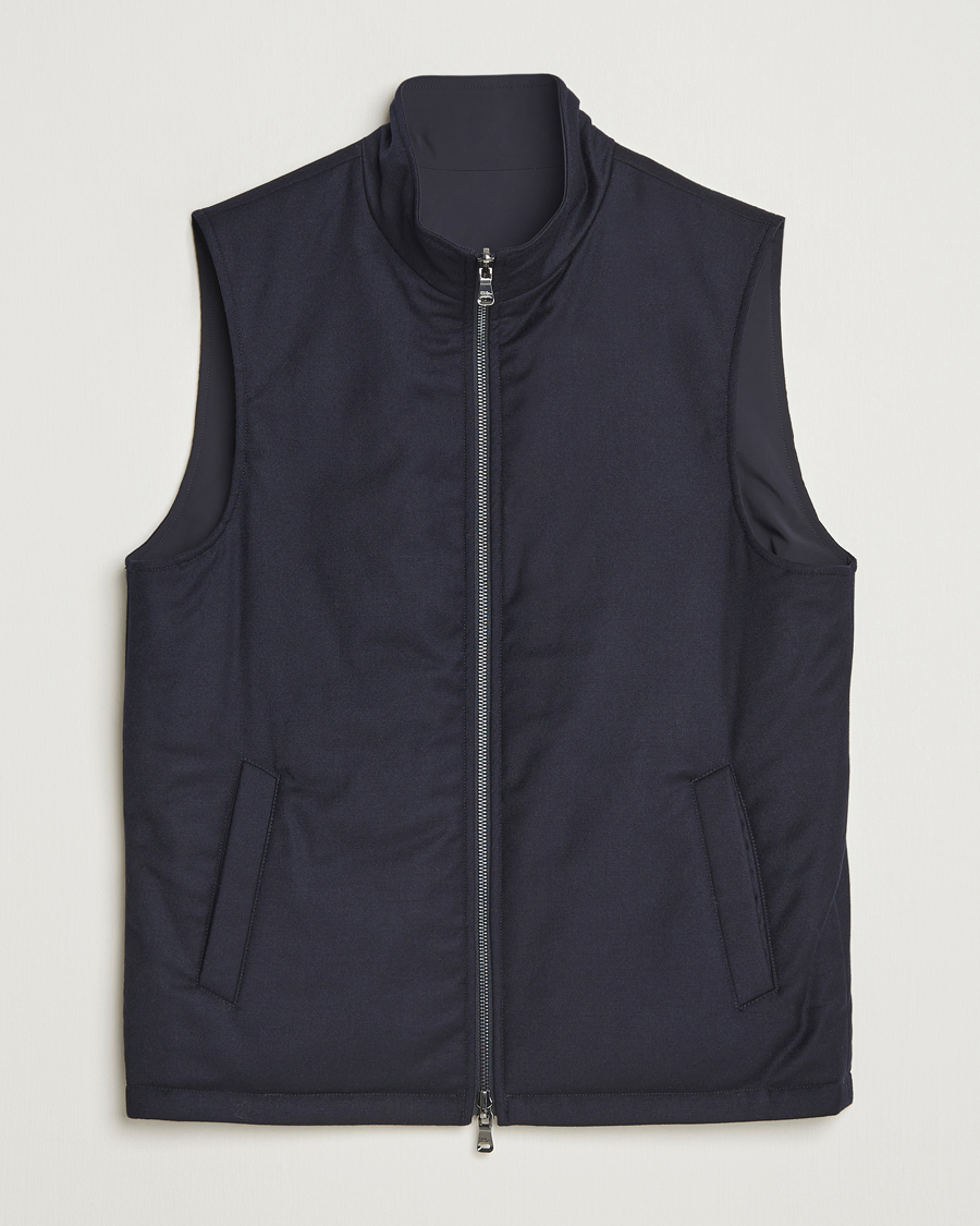 Herren | Westen | Oscar Jacobson | Nylon/Wool Reversible Vest Navy