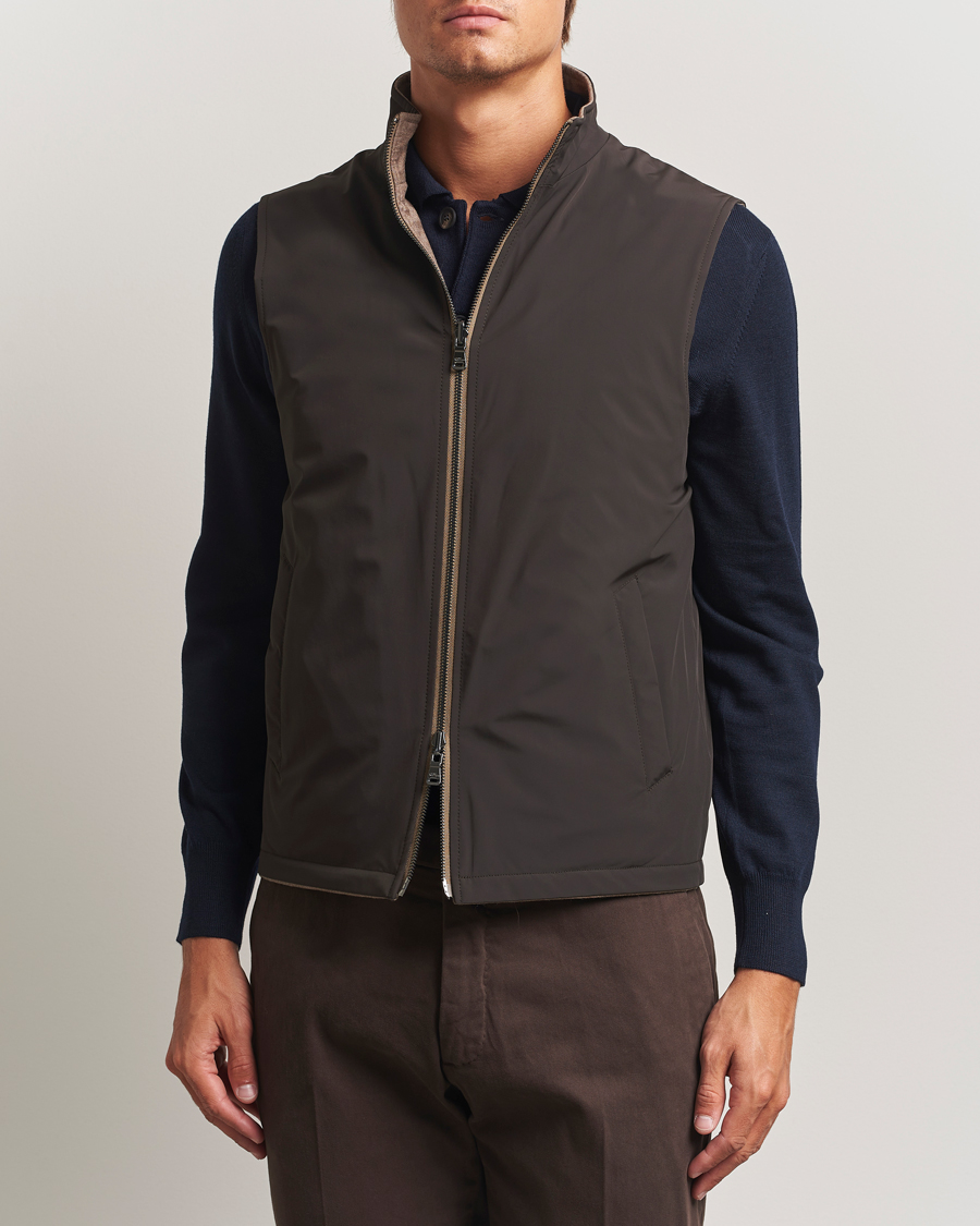 Herren | Jacken | Oscar Jacobson | Nylon/Wool Reversible Vest Brown