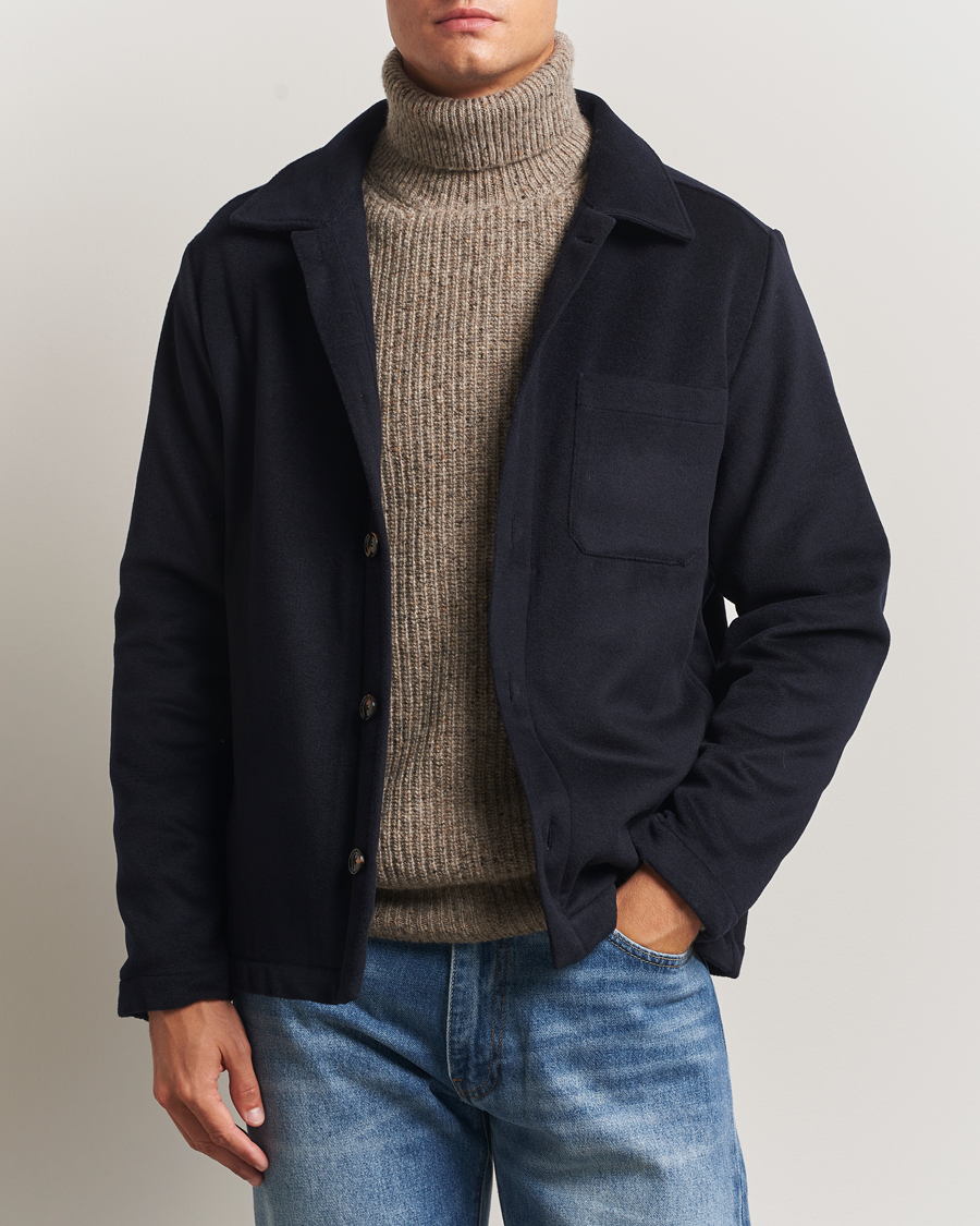 Herren | Jacken | Oscar Jacobson | Maddan Wool/Cashmere Shirt Jacket Navy