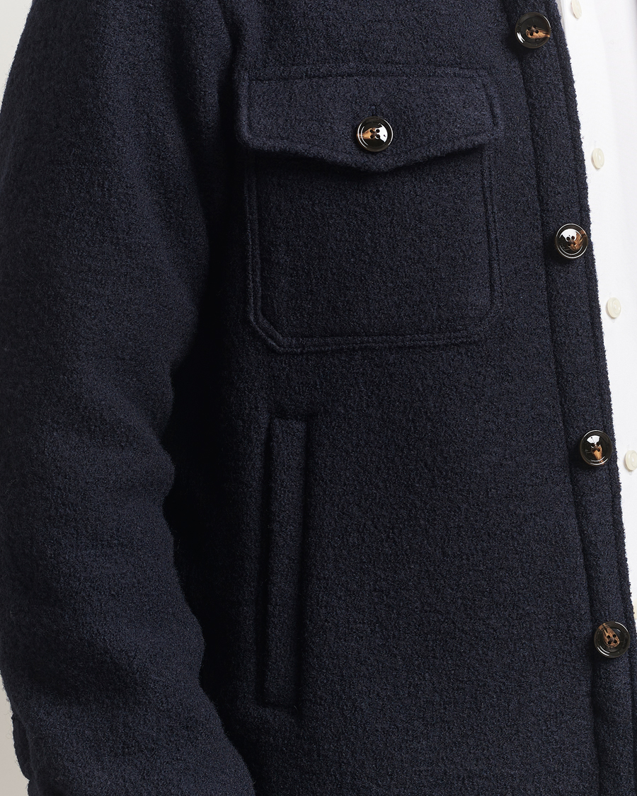 Herren | Jacken | Oscar Jacobson | Maverick Boiled Wool Shirt Jacket Navy