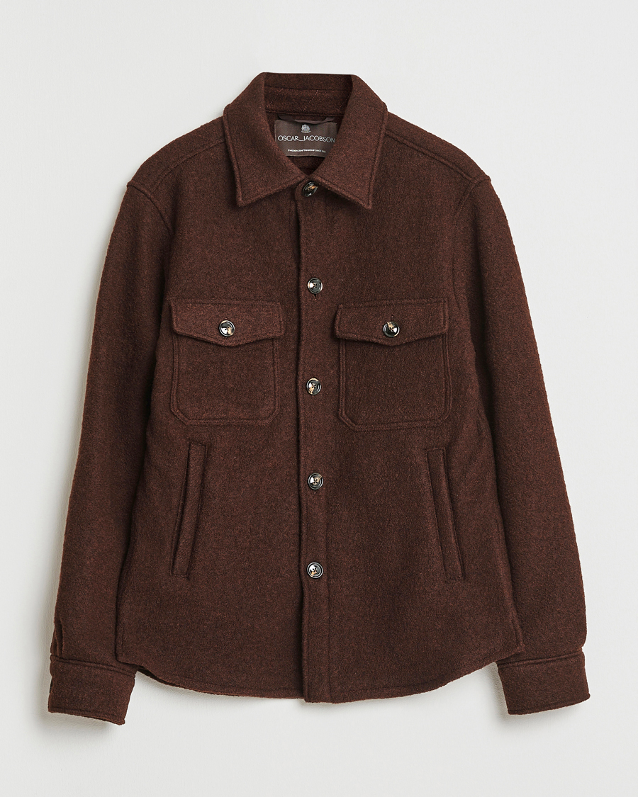Herren | Jacken | Oscar Jacobson | Maverick Boiled Wool Shirt Jacket Brown