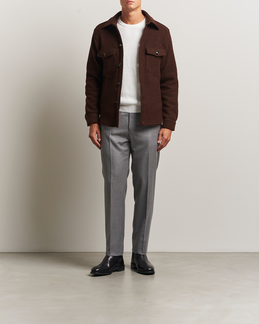 Herren | Jacken | Oscar Jacobson | Maverick Boiled Wool Shirt Jacket Brown