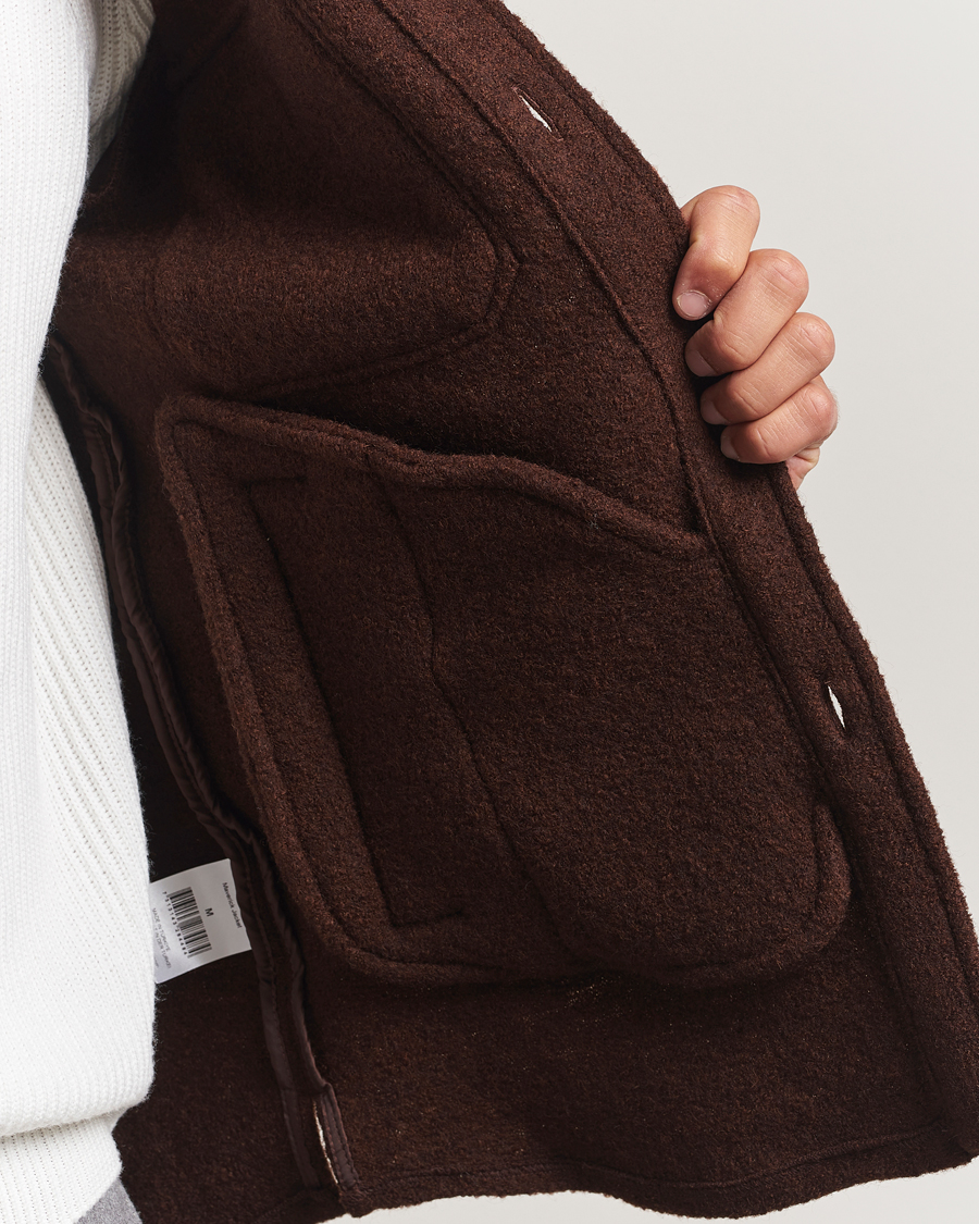 Herren | Jacken | Oscar Jacobson | Maverick Boiled Wool Shirt Jacket Brown