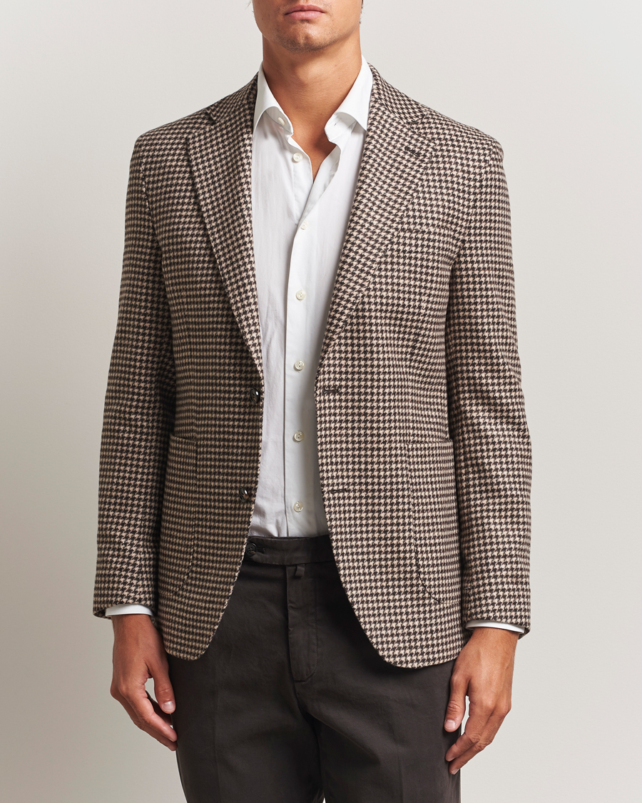 Herren | Sakkos | Oscar Jacobson | Fogerty Houndstooth Wool Blazer Brown