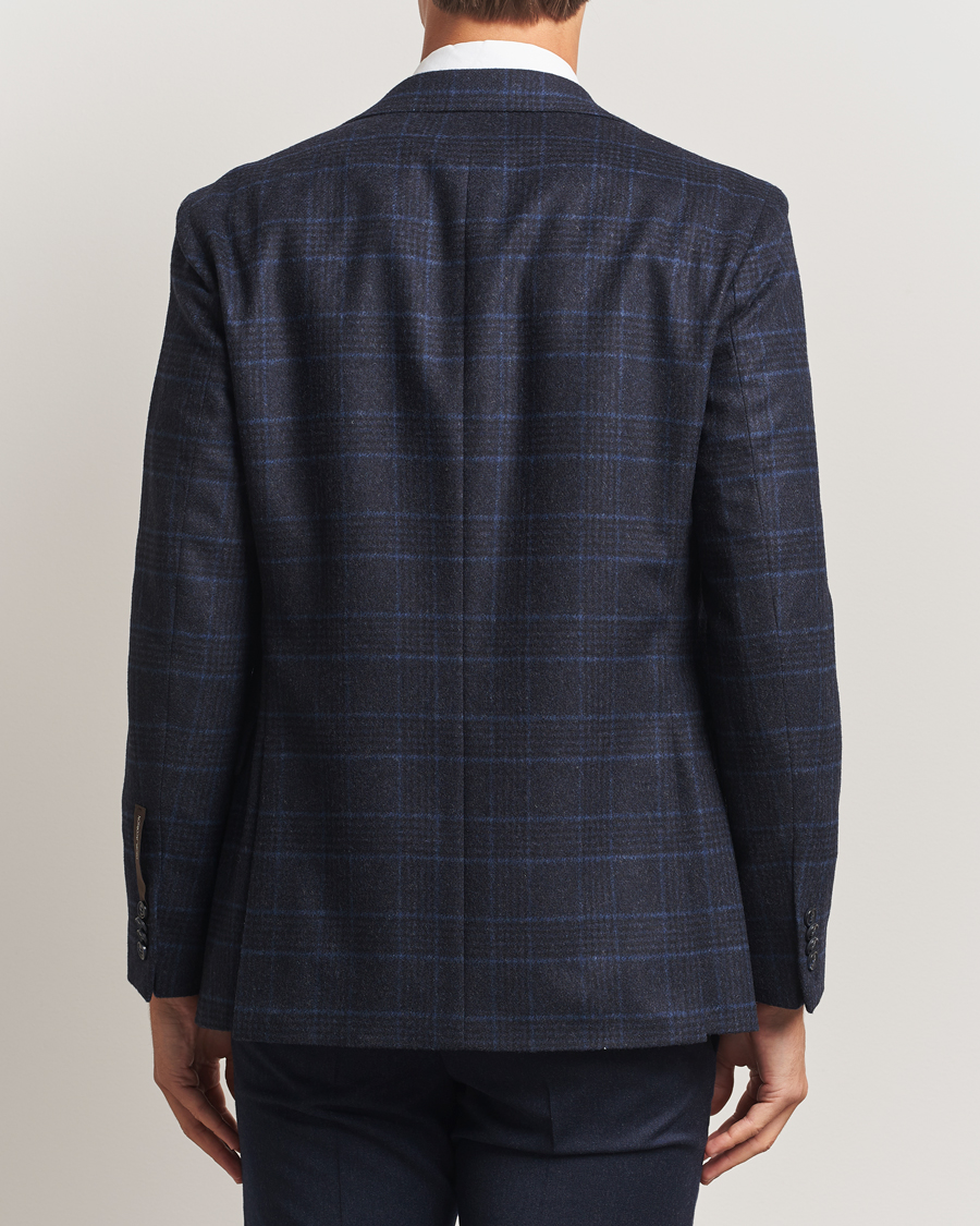 Herren | Sakkos | Oscar Jacobson | Fogerty Checked Wool Blazer Navy