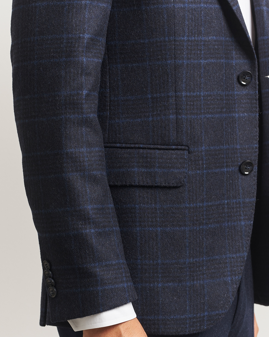 Herren | Sakkos | Oscar Jacobson | Fogerty Checked Wool Blazer Navy
