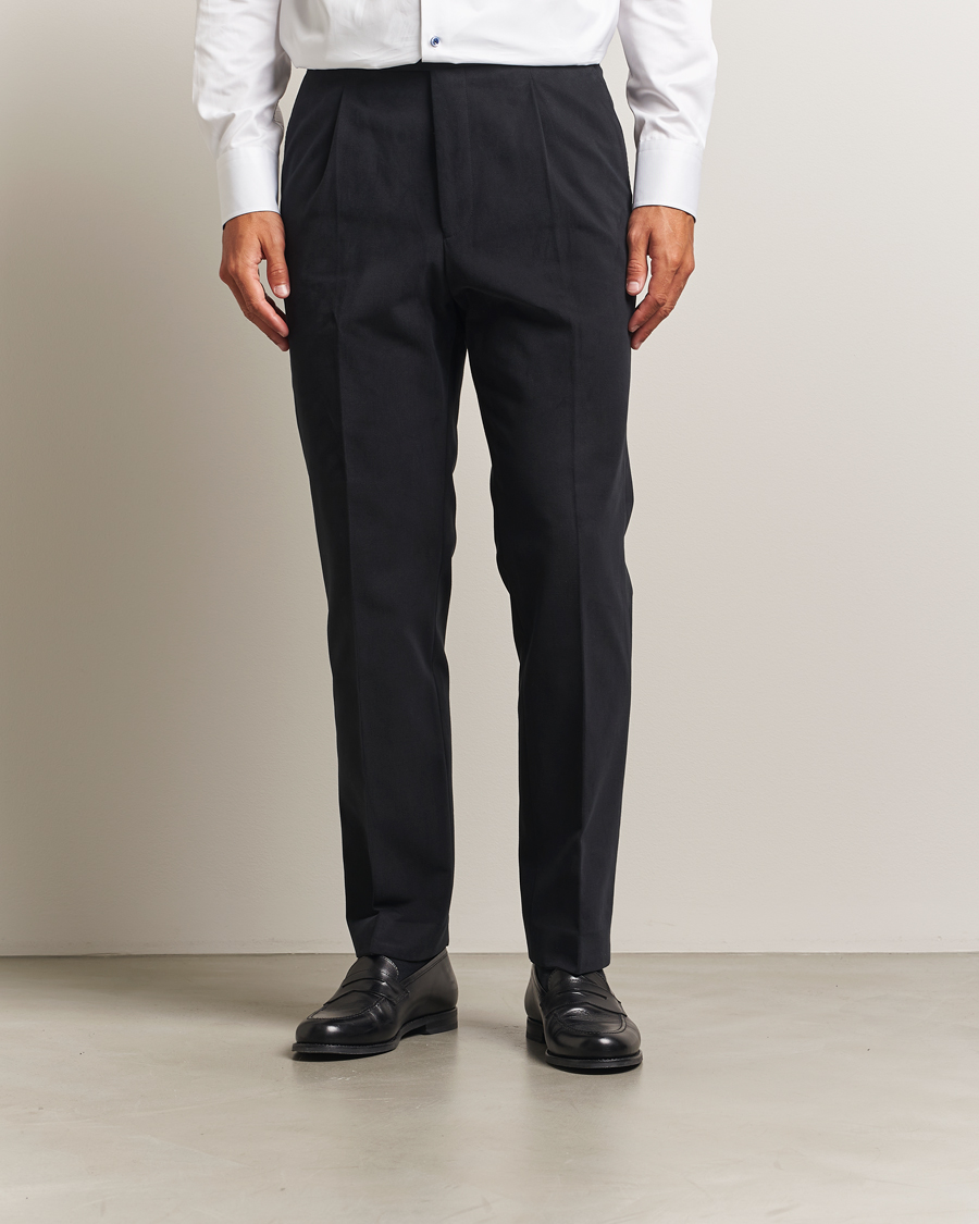 Herren | Hosen | Oscar Jacobson | Delon Brushed Cotton Trousers Black