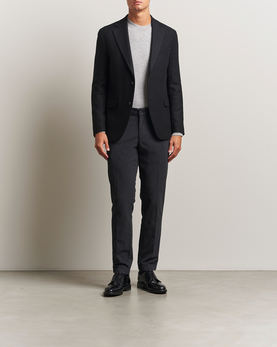 Herren | Hosen | Oscar Jacobson | Denz Brushed Melange Trousers Charcoal