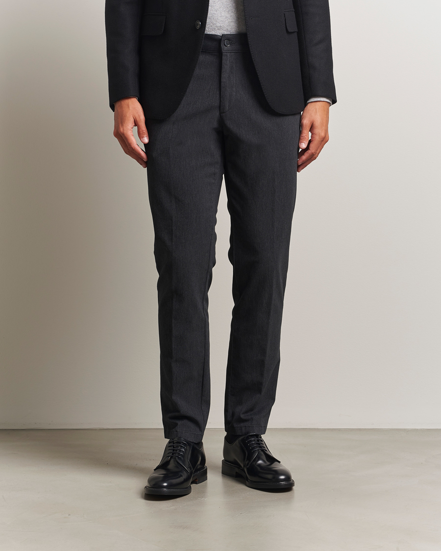 Herren | Hosen | Oscar Jacobson | Denz Brushed Melange Trousers Charcoal