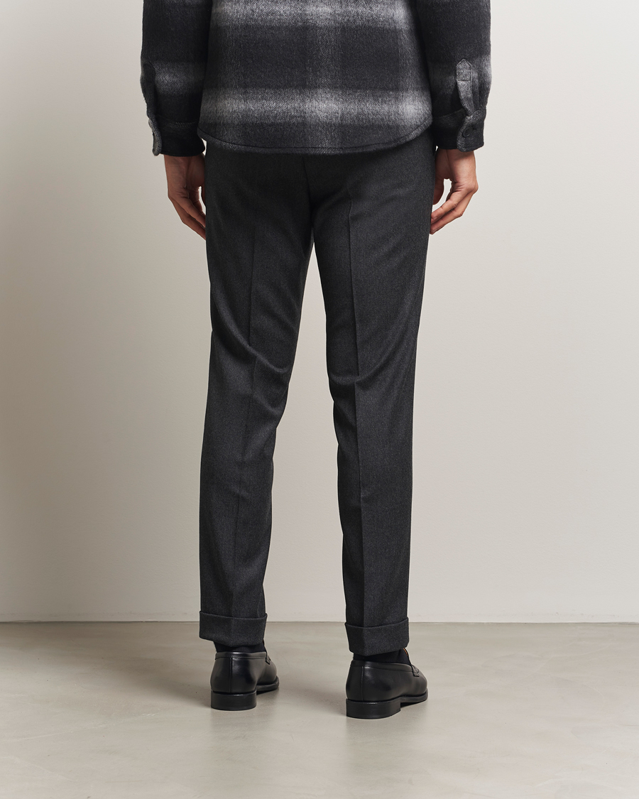 Herren | Hosen | Oscar Jacobson | Dandy Turn Up Flannel Trousers Charcoal