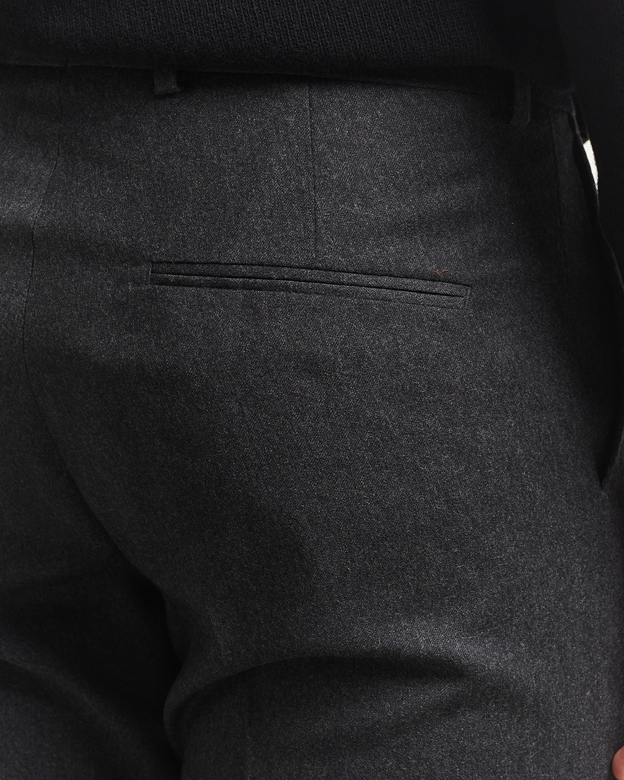 Herren | Hosen | Oscar Jacobson | Dandy Turn Up Flannel Trousers Charcoal