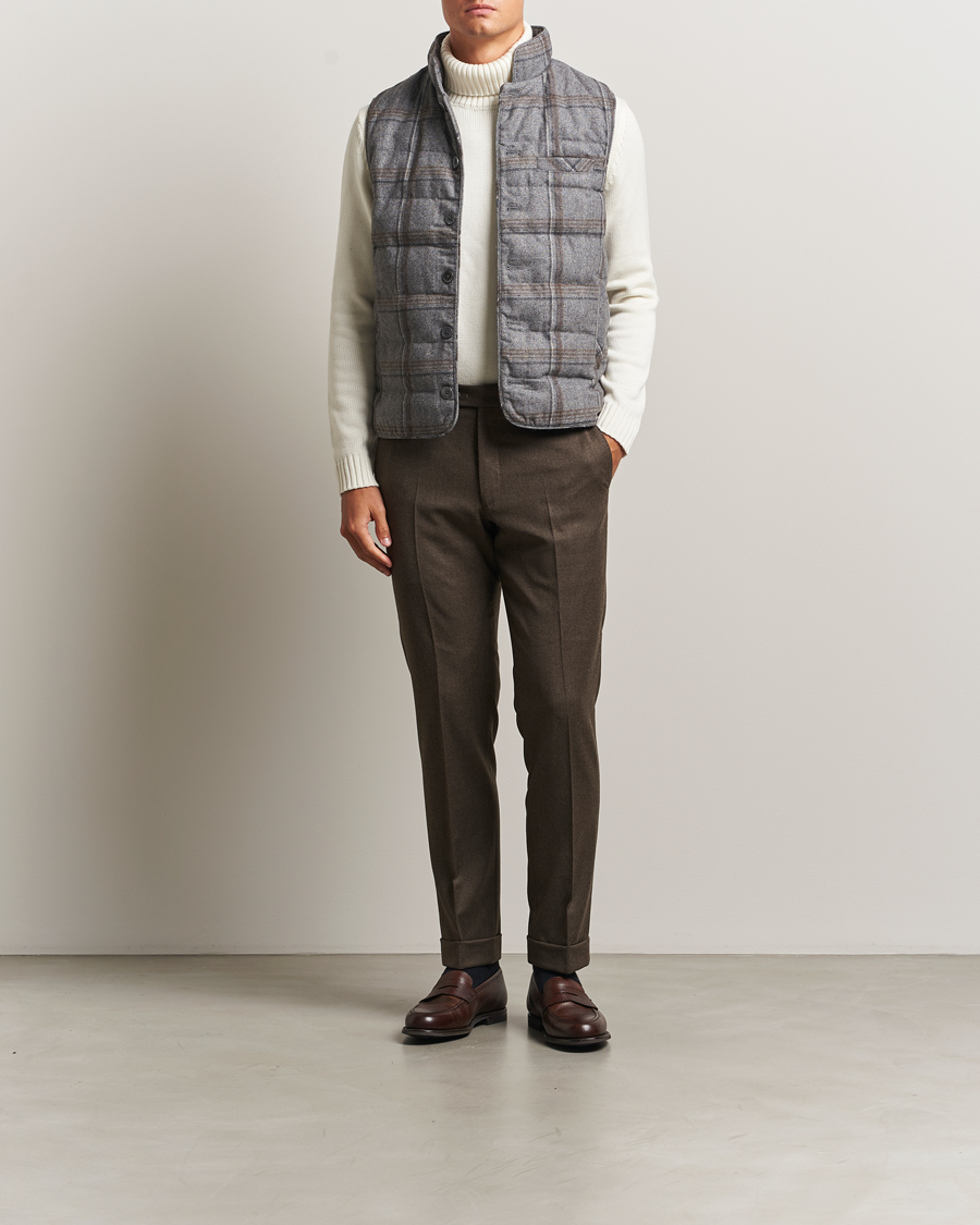 Herren | Hosen | Oscar Jacobson | Dandy Turn Up Flannel Trousers Brown