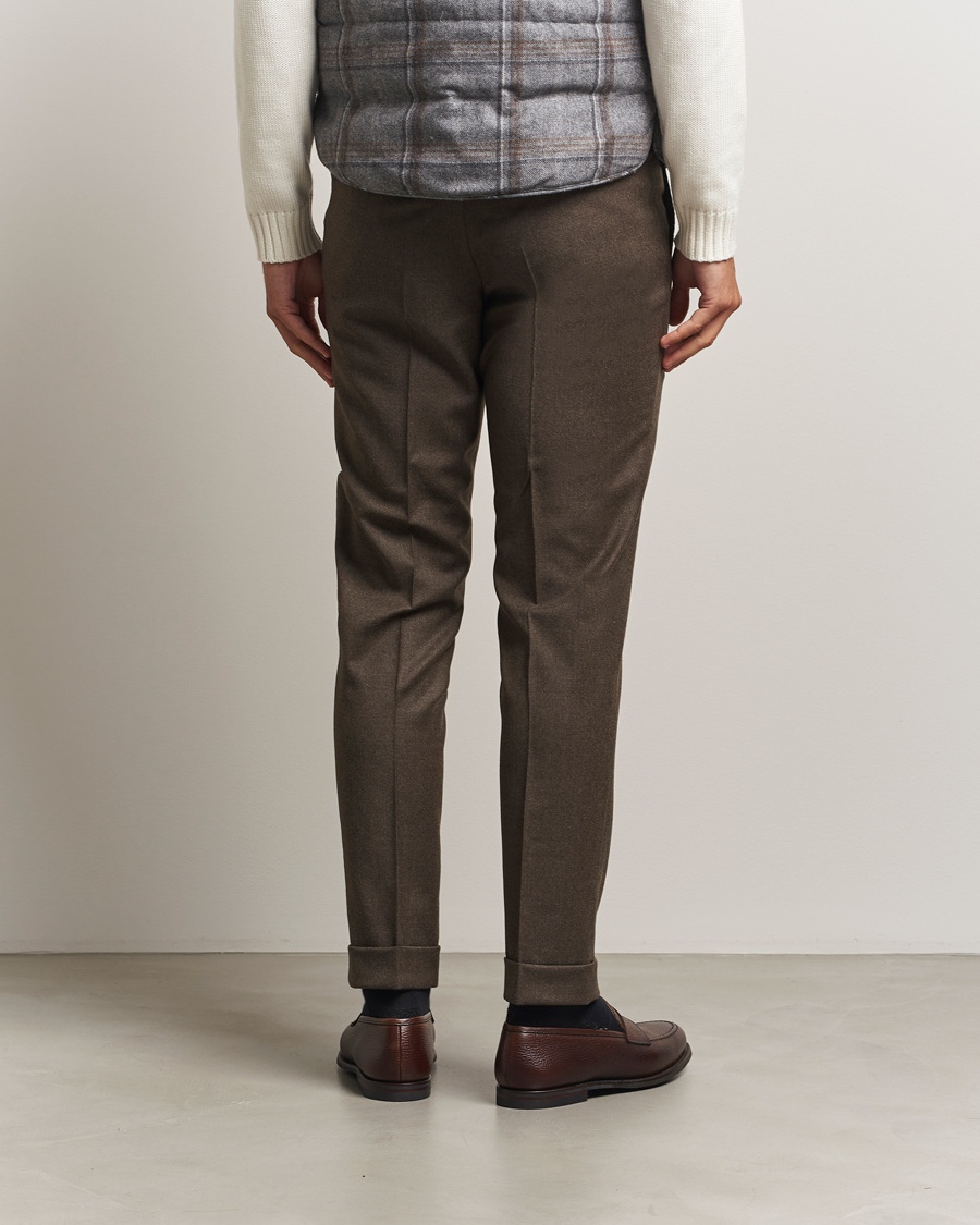 Herren | Hosen | Oscar Jacobson | Dandy Turn Up Flannel Trousers Brown