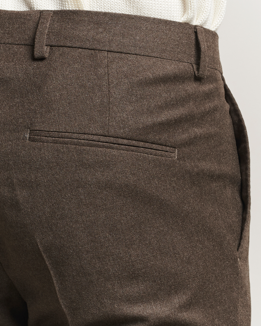 Herren | Hosen | Oscar Jacobson | Dandy Turn Up Flannel Trousers Brown