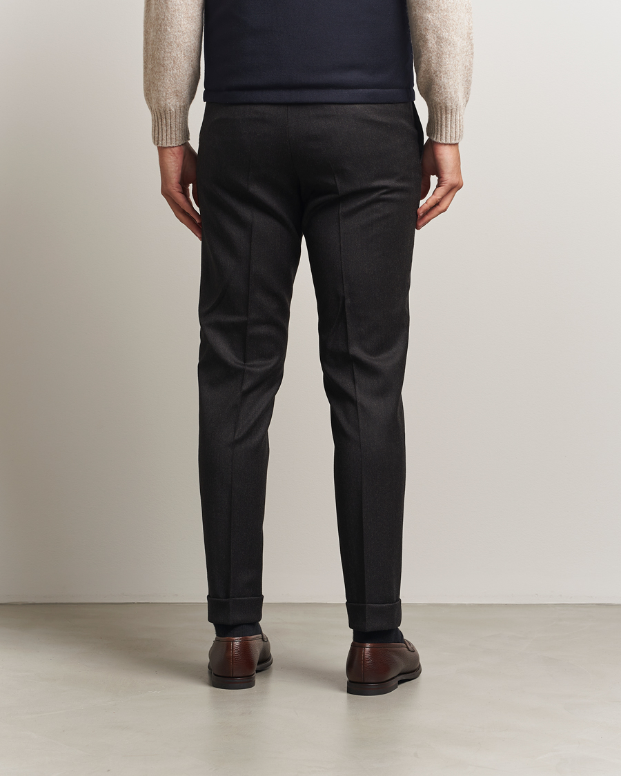Herren | Hosen | Oscar Jacobson | Dandy Turn Up Flannel Trousers Dark Brown