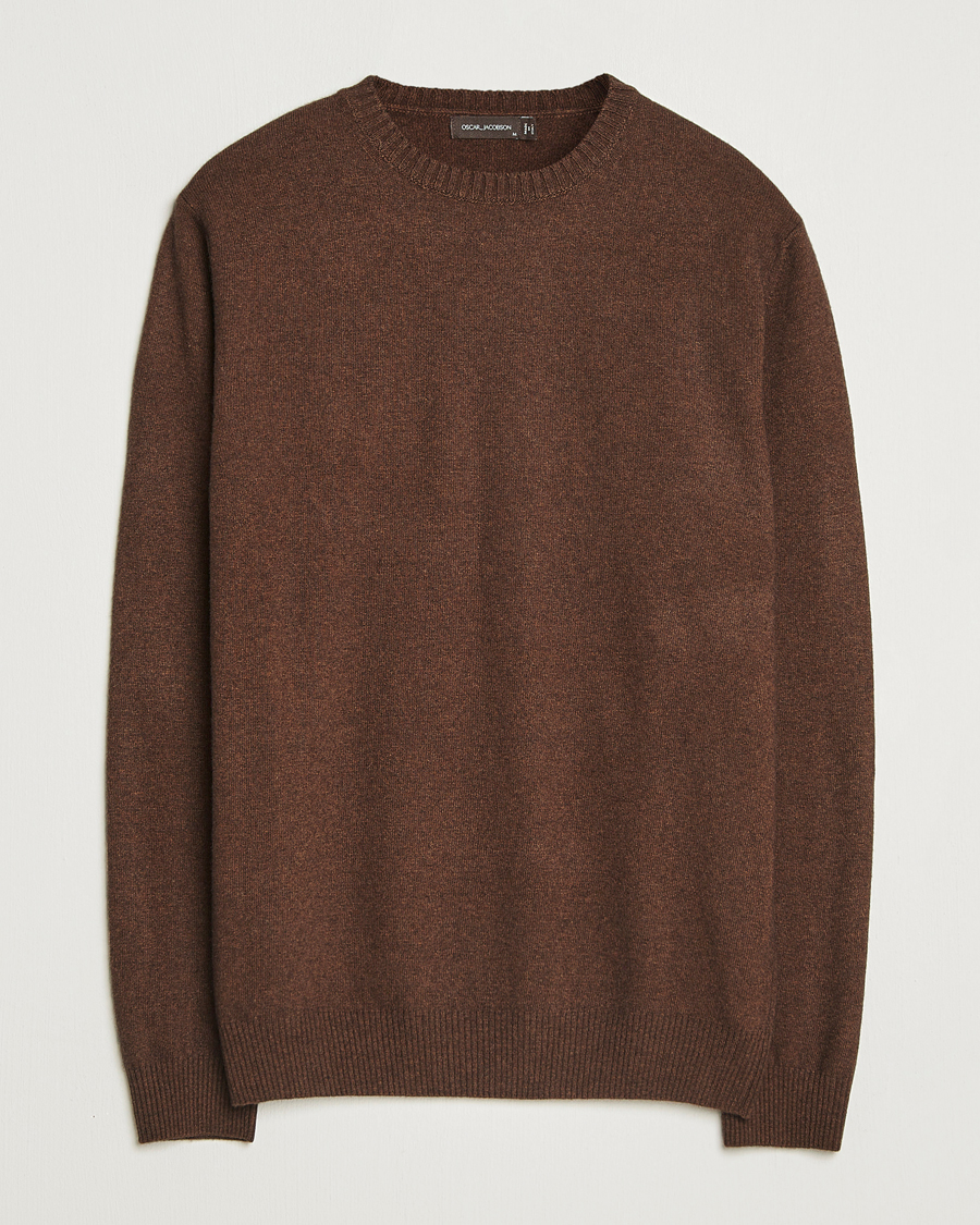 Herren | Pullover | Oscar Jacobson | Valter Wool/Cashmere Round Neck Golden Brown