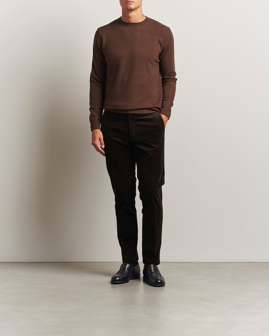 Herren | Pullover | Oscar Jacobson | Valter Wool/Cashmere Round Neck Golden Brown