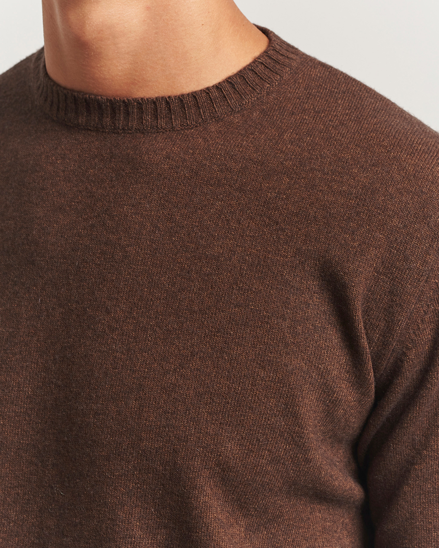 Herren | Pullover | Oscar Jacobson | Valter Wool/Cashmere Round Neck Golden Brown