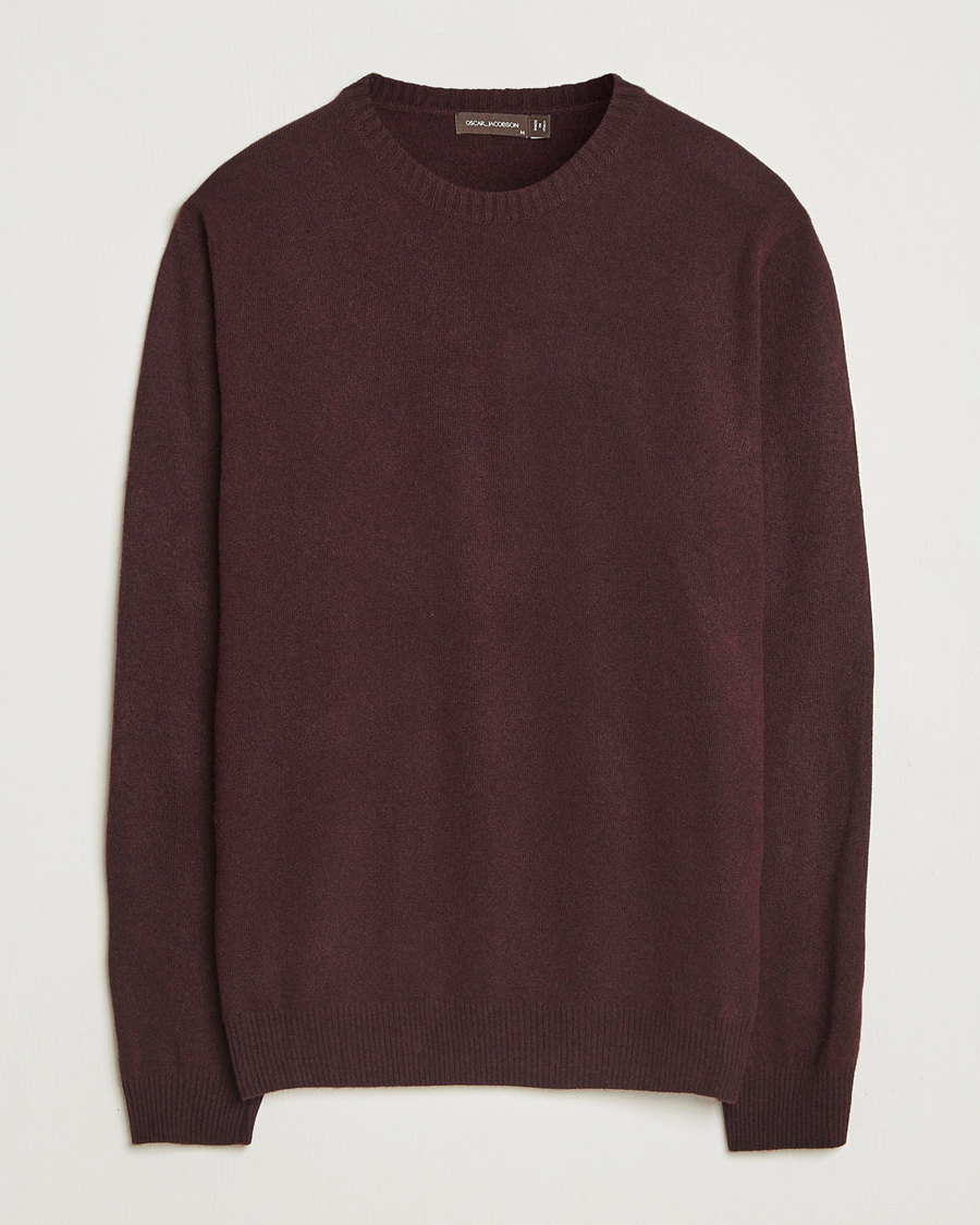 Herren | Pullover | Oscar Jacobson | Valter Wool/Cashmere Round Neck Burgundy
