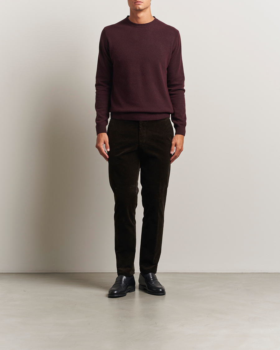 Herren | Pullover | Oscar Jacobson | Valter Wool/Cashmere Round Neck Burgundy