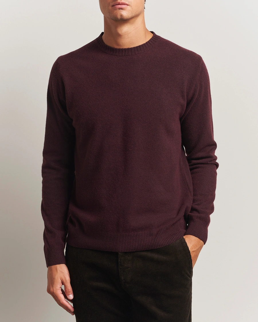 Herren | Pullover | Oscar Jacobson | Valter Wool/Cashmere Round Neck Burgundy