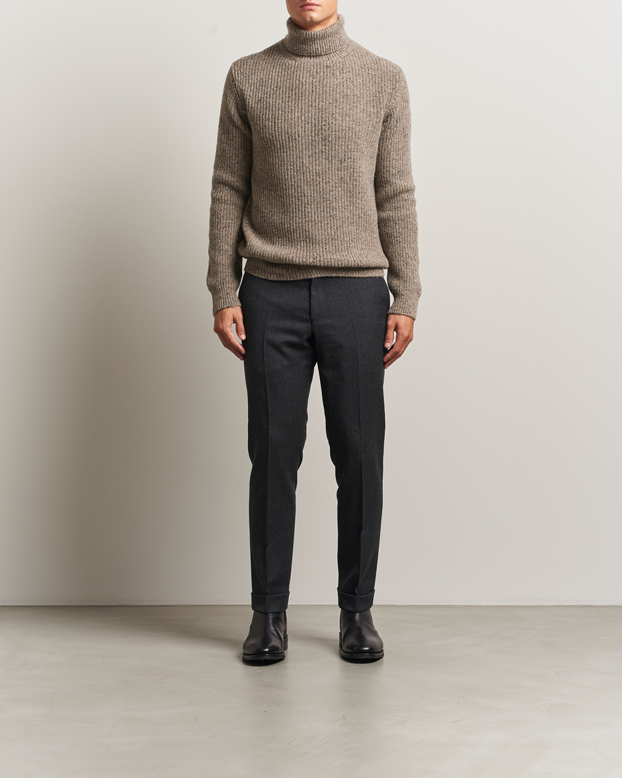 Herren | Pullover | Oscar Jacobson | Mika Heavy Merino Rollneck Beige