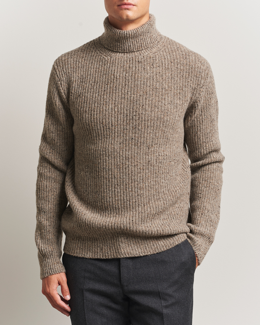 Herren | Pullover | Oscar Jacobson | Mika Heavy Merino Rollneck Beige