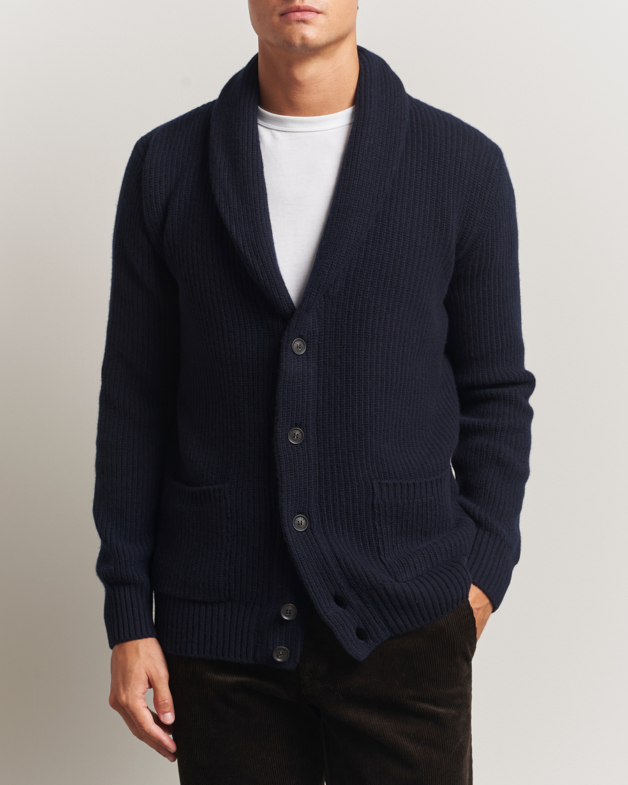 Herren | Pullover | Oscar Jacobson | Roland Wool Cardigan Navy