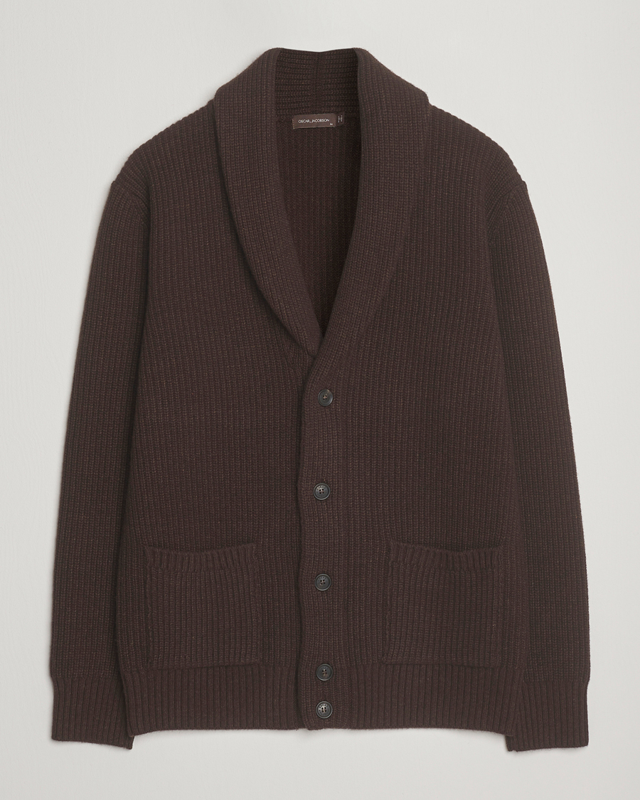 Herren | Pullover | Oscar Jacobson | Roland Wool Cardigan Dark Brown