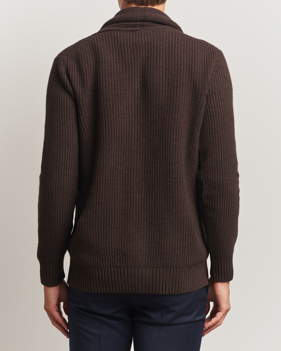 Herren | Pullover | Oscar Jacobson | Roland Wool Cardigan Dark Brown
