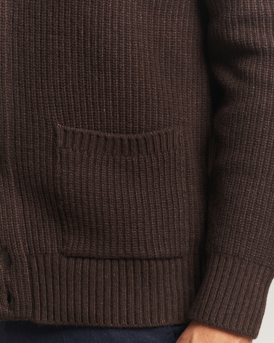 Herren | Pullover | Oscar Jacobson | Roland Wool Cardigan Dark Brown