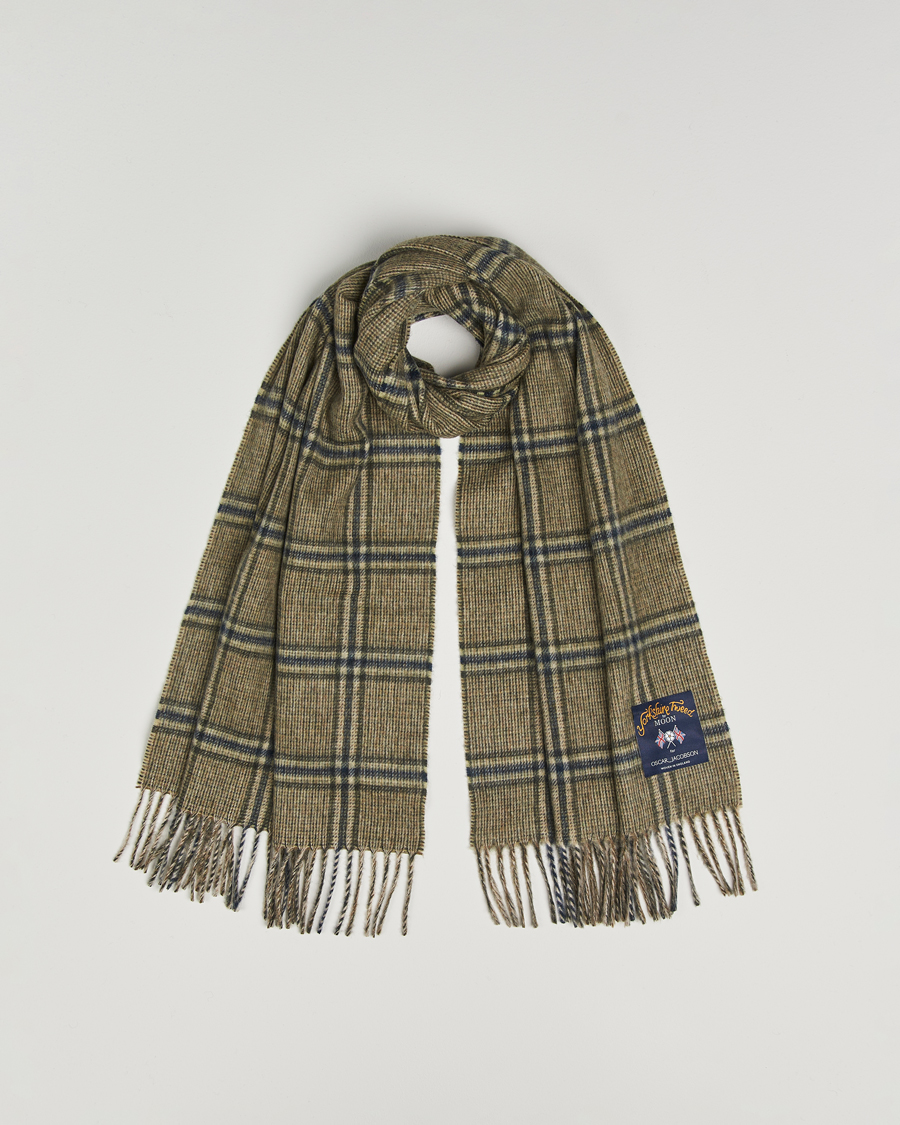 Herren | Schals | Oscar Jacobson | Checked Moon Tweed Wool Scarf Green