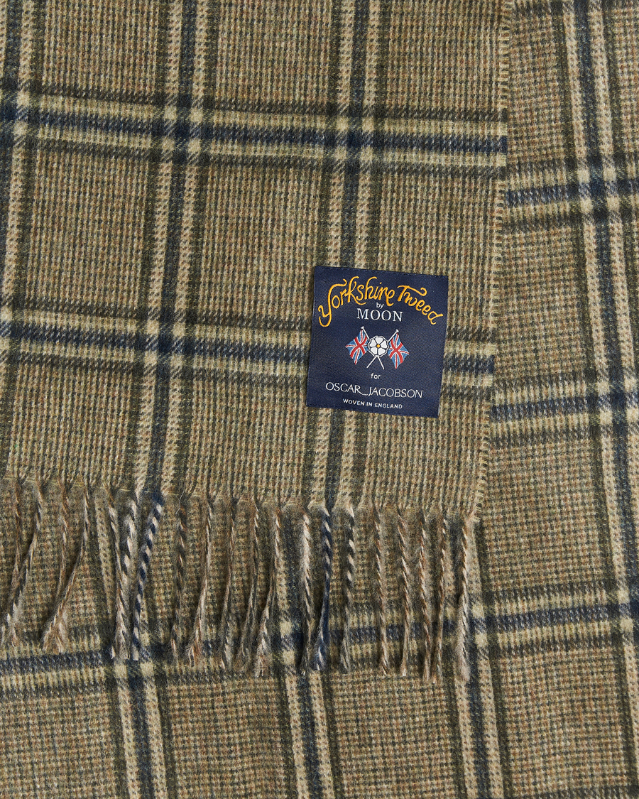 Herren | Schals | Oscar Jacobson | Checked Moon Tweed Wool Scarf Green