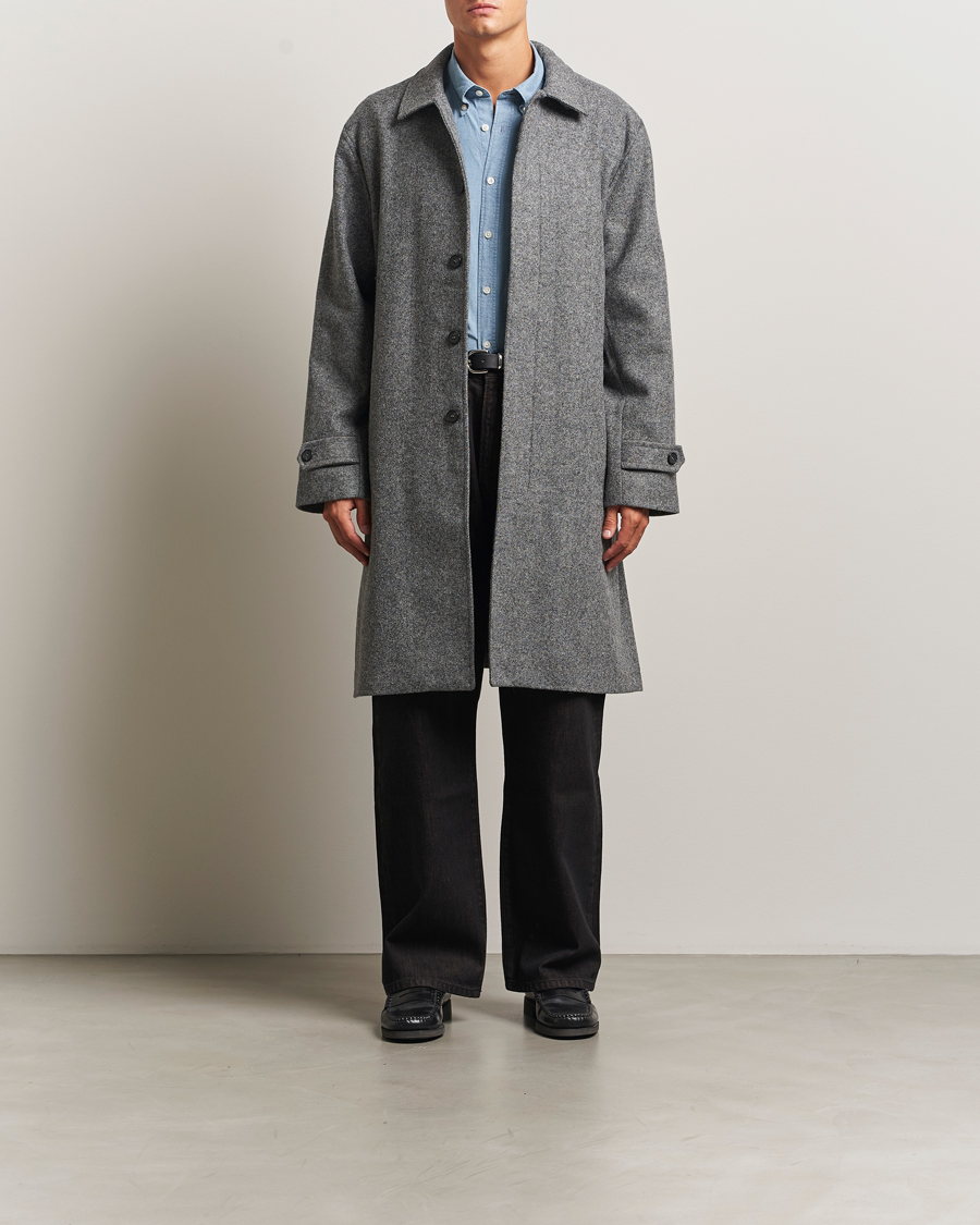 Herren | Jacken | Palmes | Herringbone Wool Coat Charcoal