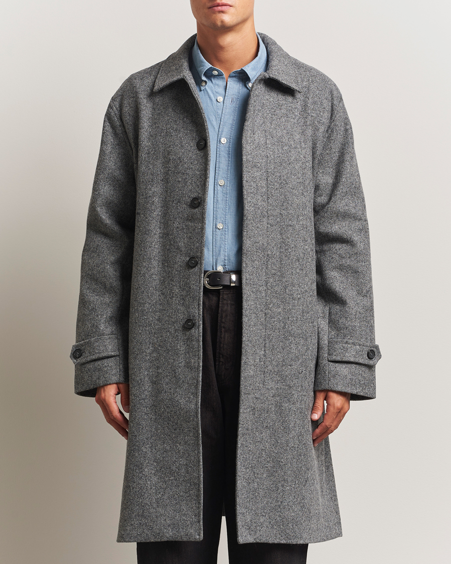 Herren | Jacken | Palmes | Herringbone Wool Coat Charcoal