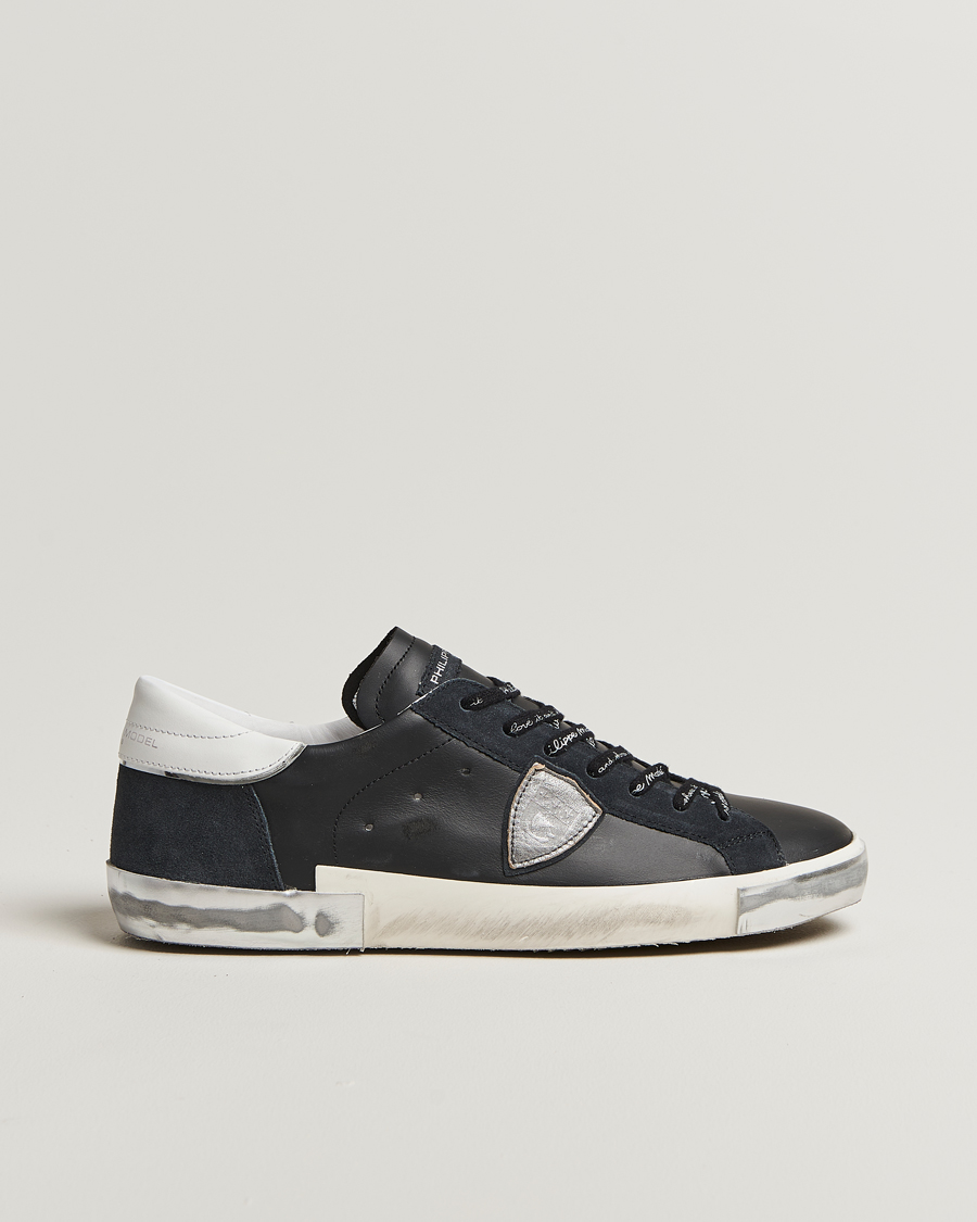Herren | Sneaker | Philippe Model | Prsx Low Top Leather Sneakers Black/Silver