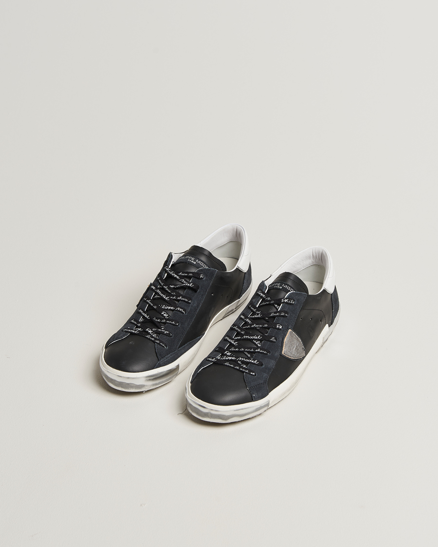 Herren | Sneaker | Philippe Model | Prsx Low Top Leather Sneakers Black/Silver