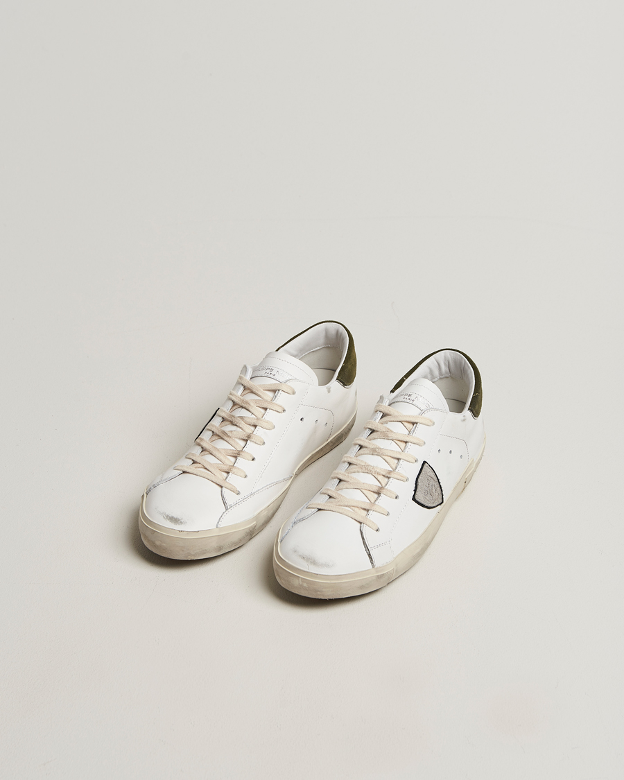 Herren | Sneaker | Philippe Model | Prsx Low Top Mix Leather Sneakers White/Green