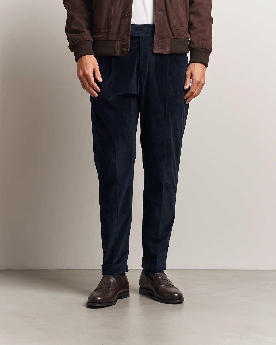 Herren | Hosen | PT01 | Rebel Fit Pleated Corduroy Trousers Navy