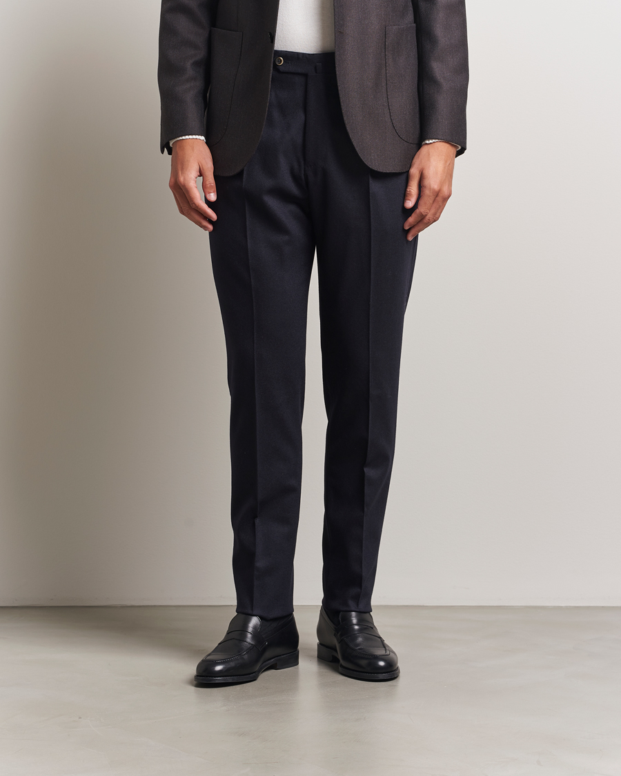 Herren | Hosen | PT01 | Slim Fit Pleated Wool/Cashmere Trousers Navy