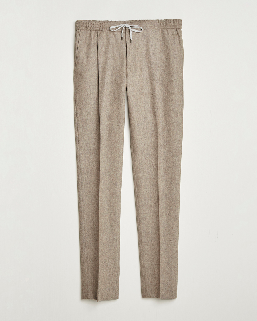 Herren | Hosen | PT01 | Slim Fit Wool/Cashmere Drawstring Trousers Beige