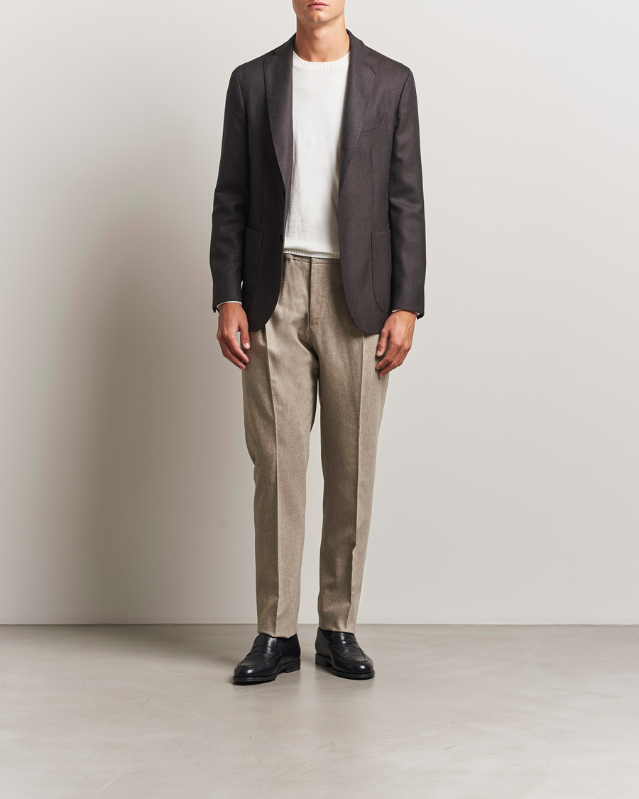 Herren | Hosen | PT01 | Slim Fit Wool/Cashmere Drawstring Trousers Beige