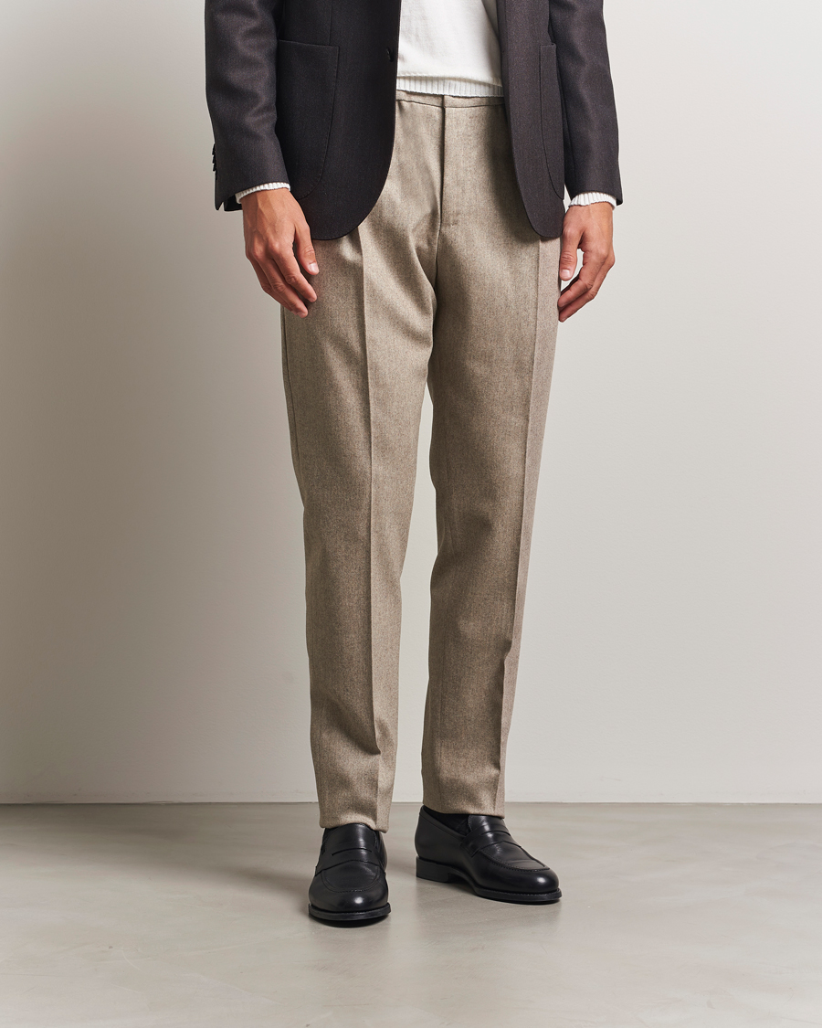 Herren | Hosen | PT01 | Slim Fit Wool/Cashmere Drawstring Trousers Beige