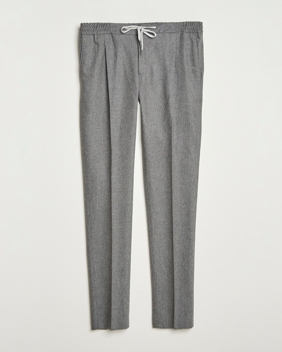 Herren | Hosen | PT01 | Slim Fit Wool/Cashmere Drawstring Trousers Grey Melange