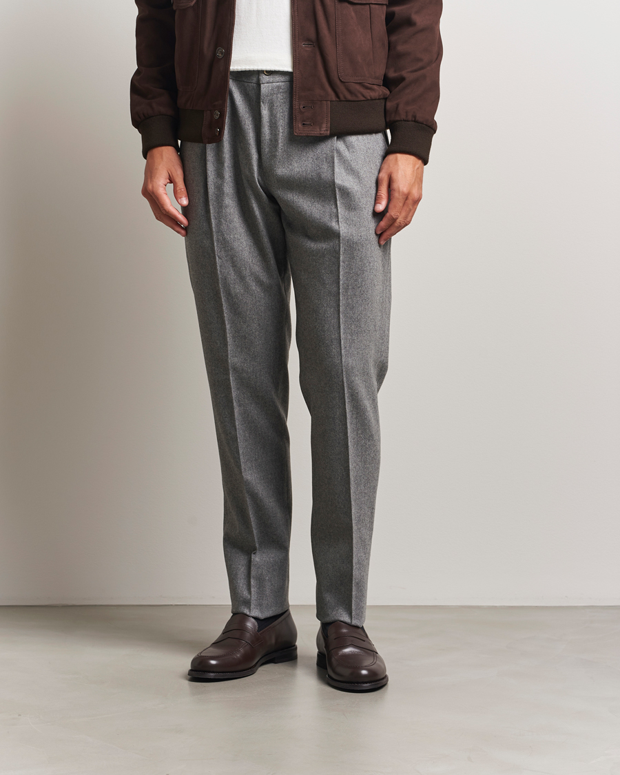 Herren | Hosen | PT01 | Slim Fit Wool/Cashmere Drawstring Trousers Grey Melange