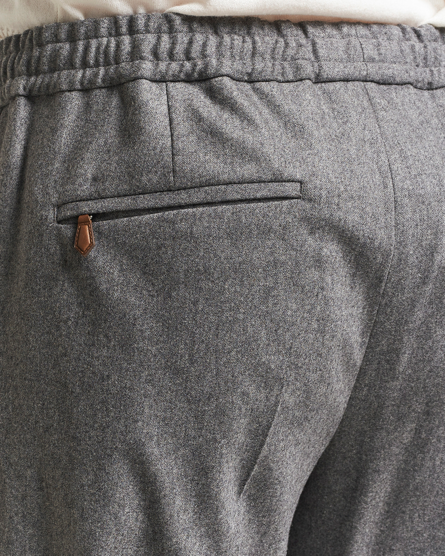 Herren | Hosen | PT01 | Slim Fit Wool/Cashmere Drawstring Trousers Grey Melange